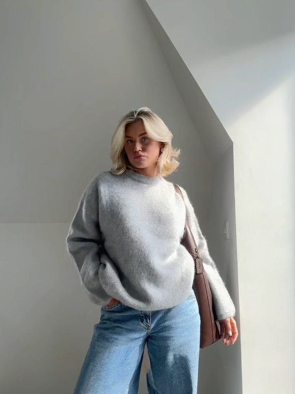 Stilla | Pullover Pullover Mohair Mix Overdimensioneret Pasform Lange Ærmer Rund hals
