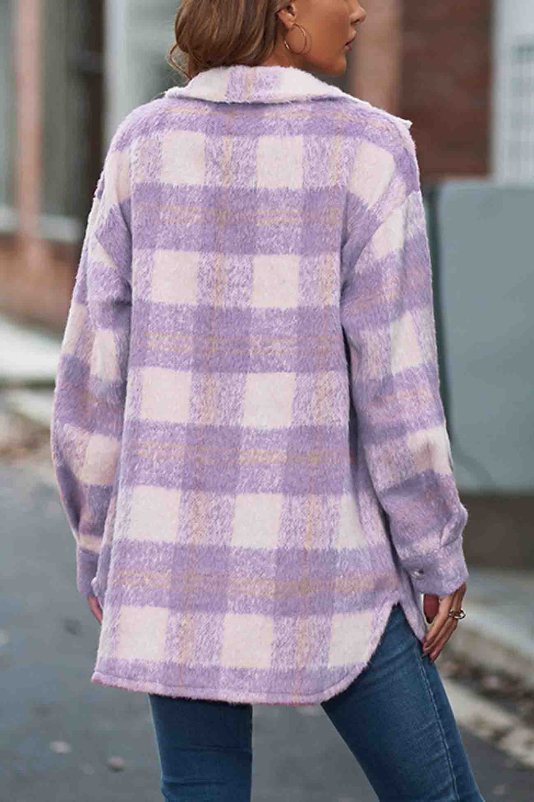Stilla | Tjekket Mohair Frakke Med Knapper