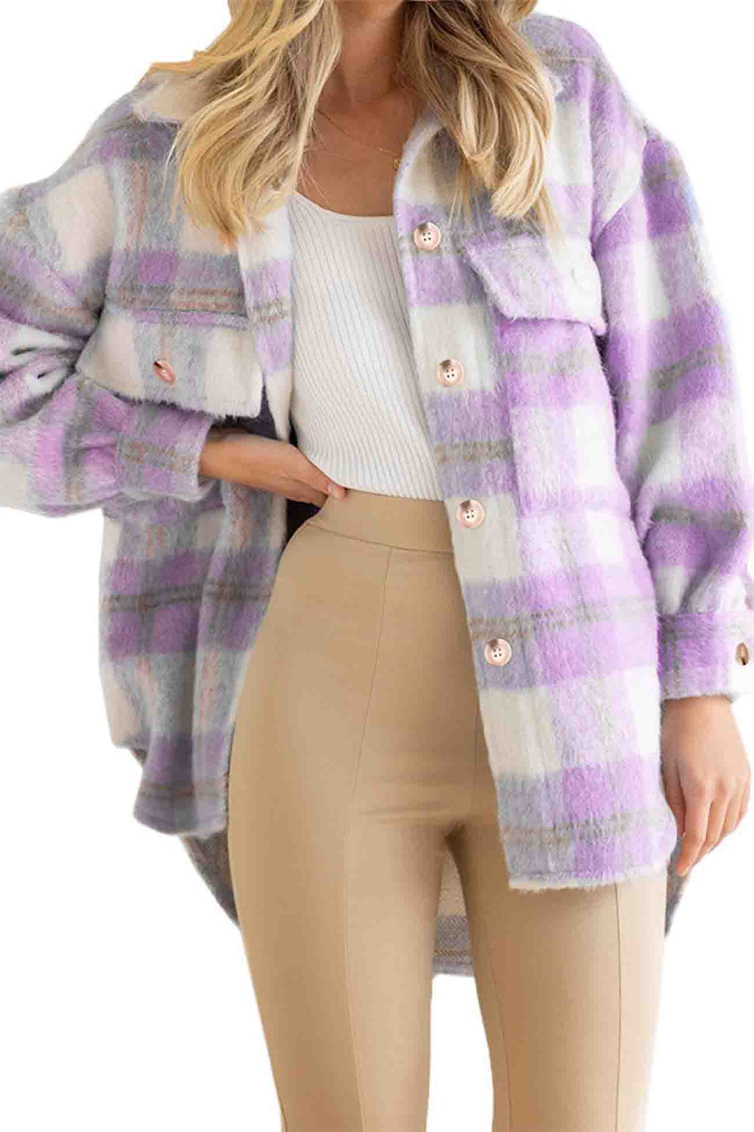 Stilla | Tjekket Mohair Frakke Med Knapper