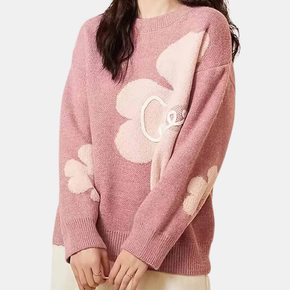 Stilla | Blomsterstrikket Sweater til Damer