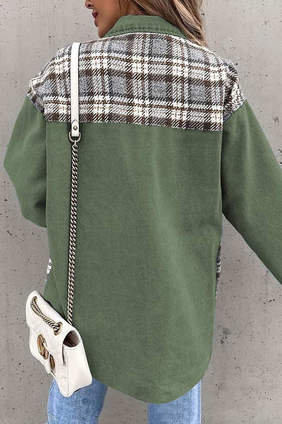 Stilla | Rutig Patchwork Jeansjakke