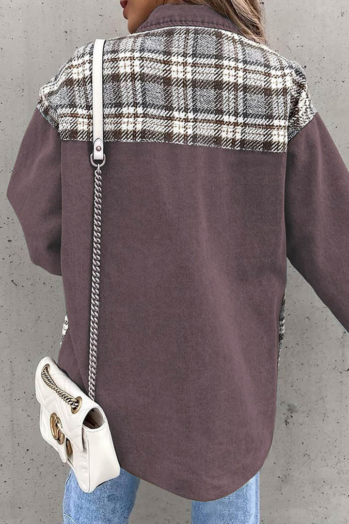 Stilla | Rutig Patchwork Jeansjakke