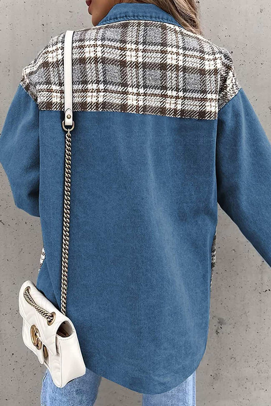 Stilla | Rutig Patchwork Jeansjakke