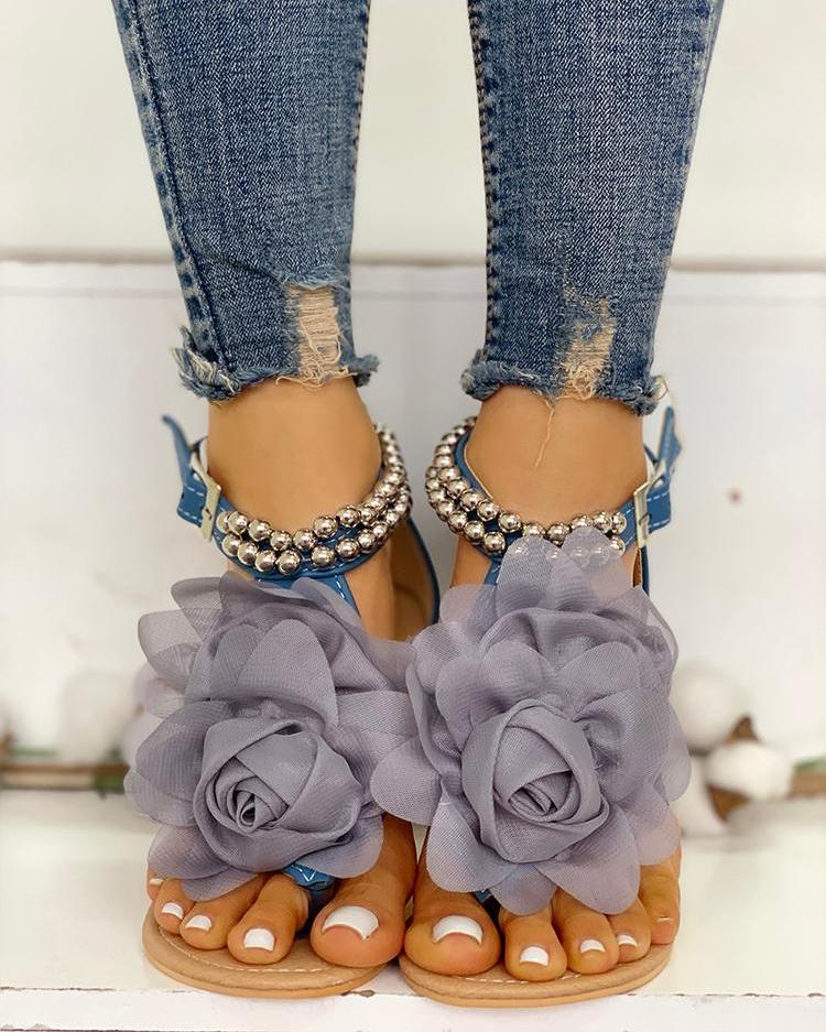 Skovae | Behagelige blomsterperlesremme flad sandal