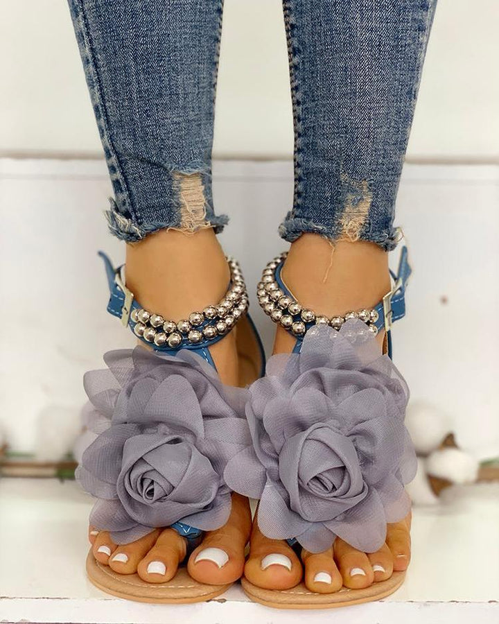 Skovae | Behagelige blomsterperlesremme flad sandal