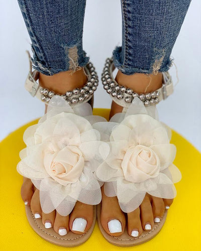 Skovae | Behagelige blomsterperlesremme flad sandal