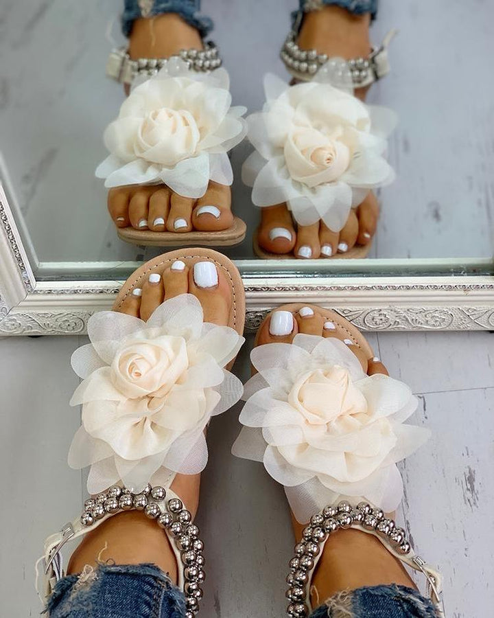 Skovae | Behagelige blomsterperlesremme flad sandal