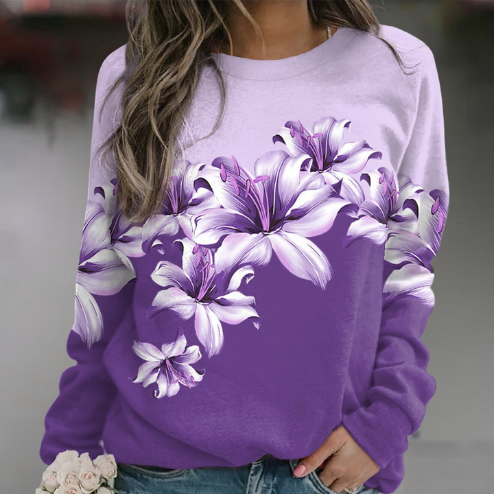 Stilla | Sweatshirt Blødt Åndbart Materiale Behagelig Pasform Floral Print Lange Ærmer
