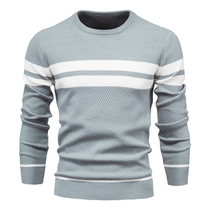 Stilla | Slim Fit strikket bomuld ribstrik geometrisk mønster Rund hals