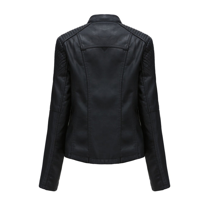 Stilla | Læderjakke - Biker-stil & Asymmetrisk lynlås med bredt revers