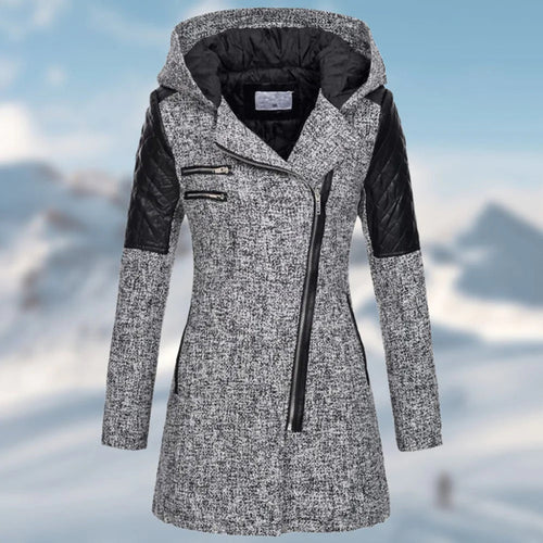 Stilla | Taljeret pasform uldblanding quiltede paneler hætte lynlåsdetaljer