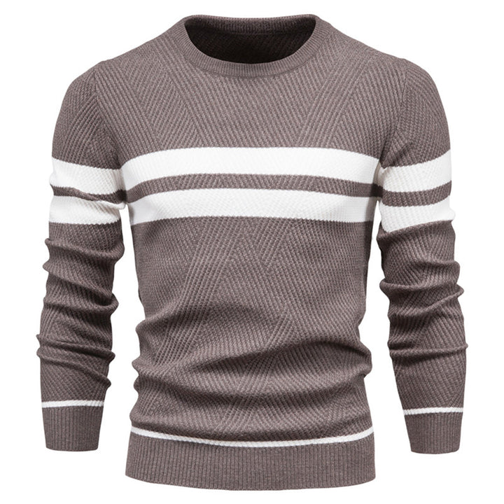Stilla | Slim Fit strikket bomuld ribstrik geometrisk mønster Rund hals
