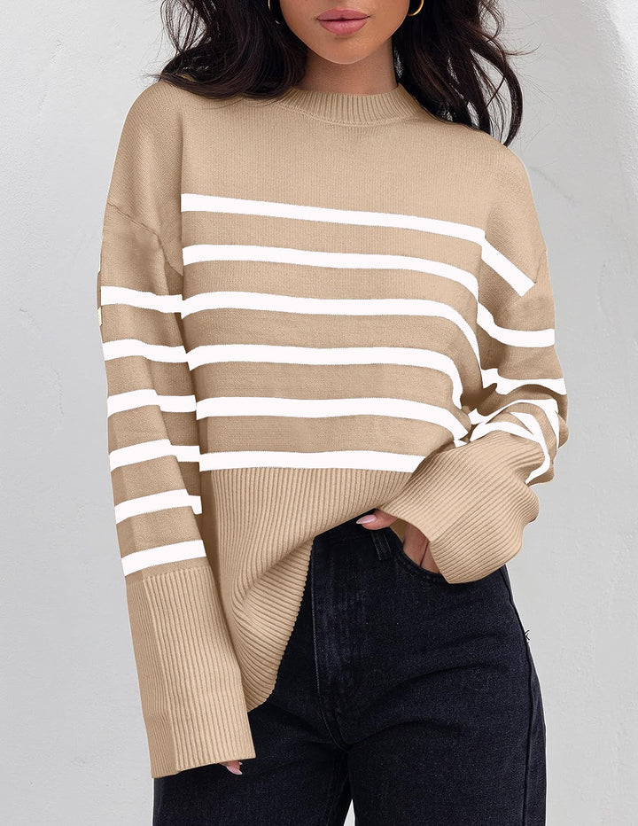 Stilla | Kvinders Stribet Oversized Sweater til Efterår og Vinter