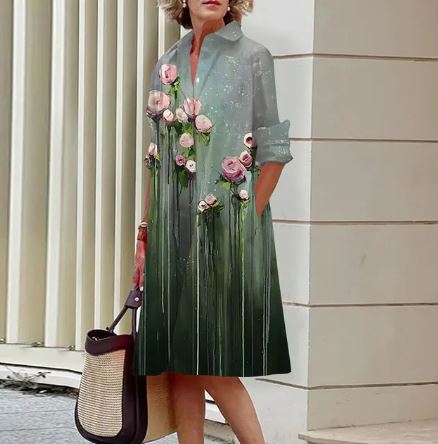 Stilla | Elegante Kjole Med Krøllet Blomsterdesign