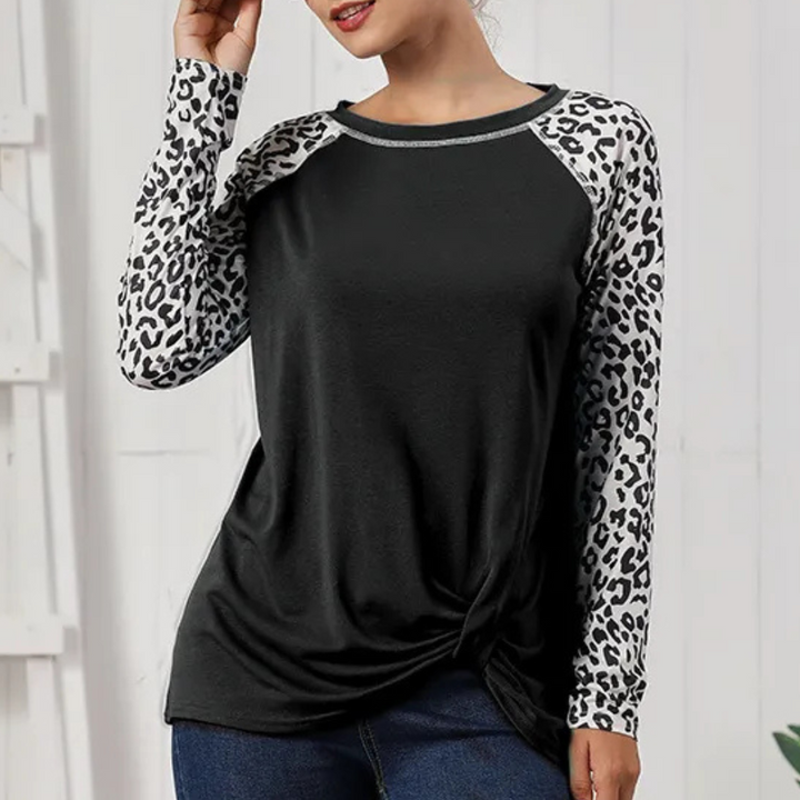 Stilla | Kvindelig Langærmet T-Shirt med Leopardmønster