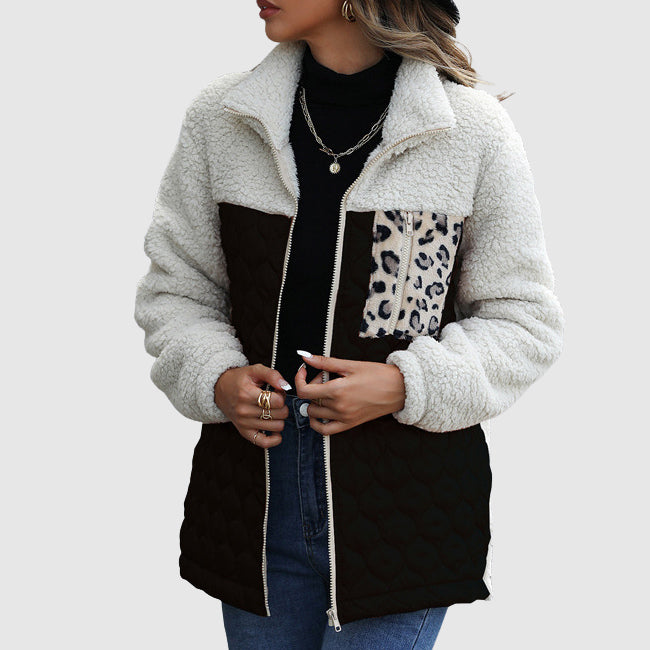 Stilla | Fleece Relaxed Fit Jakke Stikset Patchwork-Faux Fur Kant-Jakke