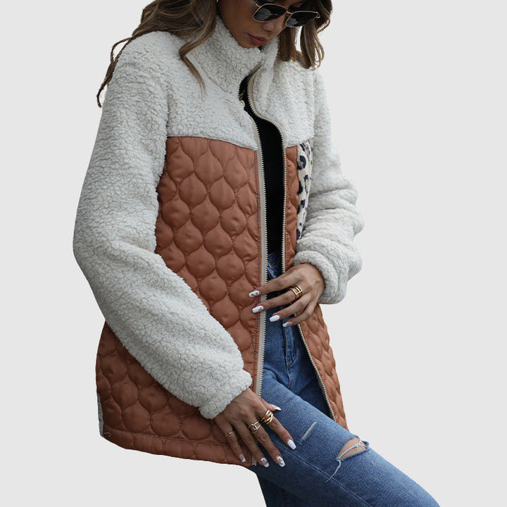 Stilla | Fleece Relaxed Fit Jakke Stikset Patchwork-Faux Fur Kant-Jakke