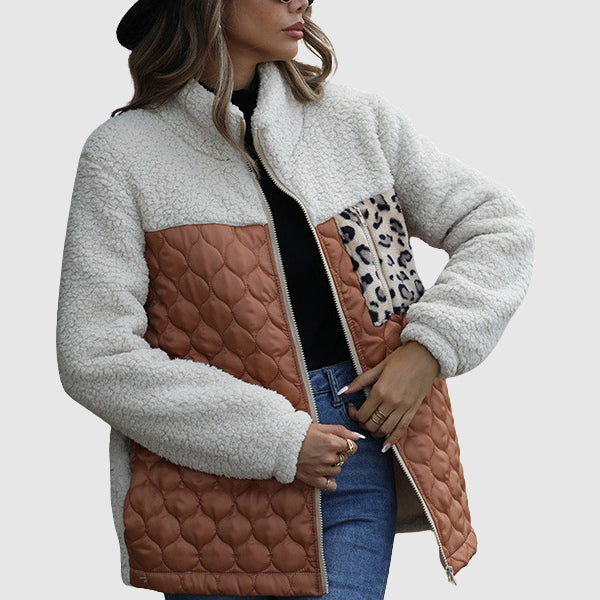 Stilla | Fleece Relaxed Fit Jakke Stikset Patchwork-Faux Fur Kant-Jakke