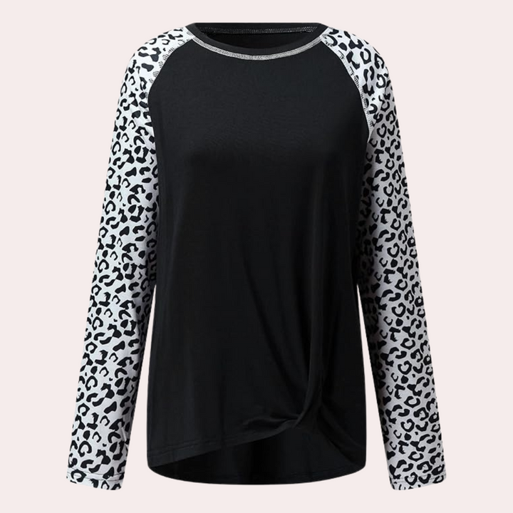 Stilla | Kvindelig Langærmet T-Shirt med Leopardmønster