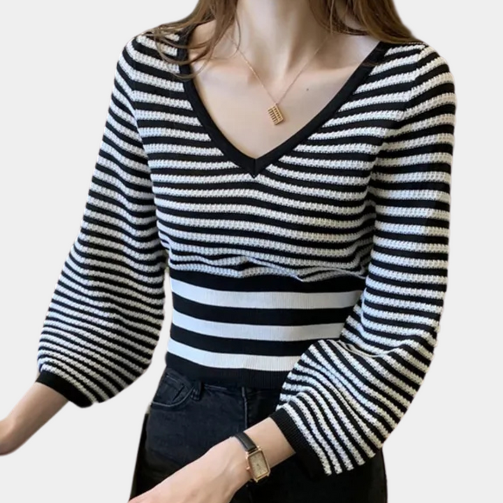 Stilla | Stribet Sweater Top til Kvinder