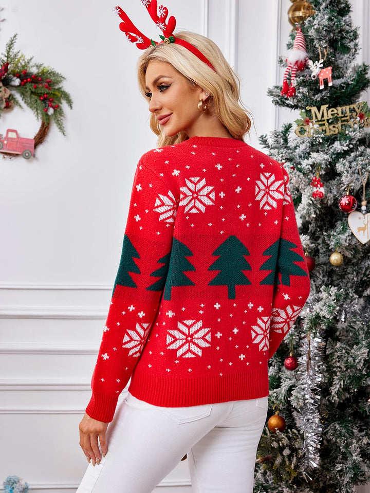 Stilla | Jacquard Pullover Rød Juletræ
