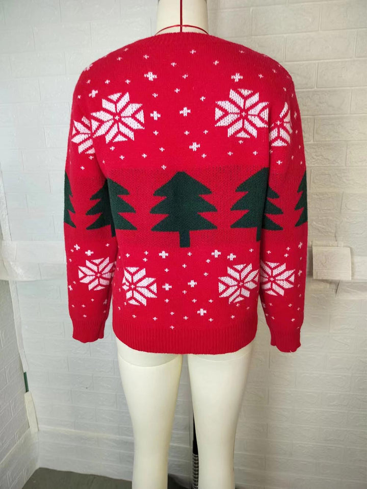 Stilla | Jacquard Pullover Rød Juletræ