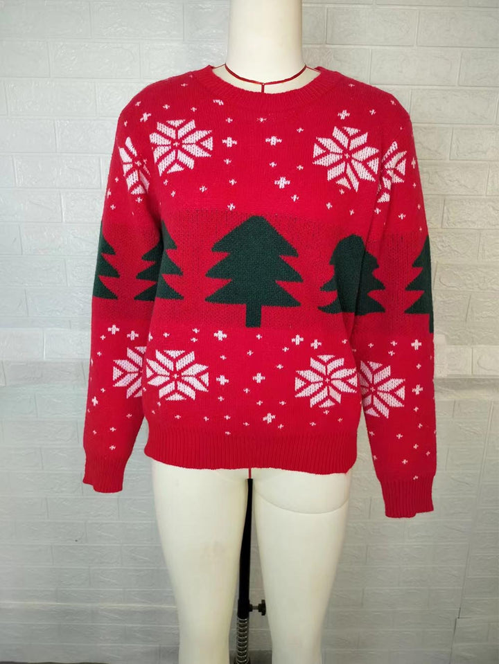 Stilla | Jacquard Pullover Rød Juletræ