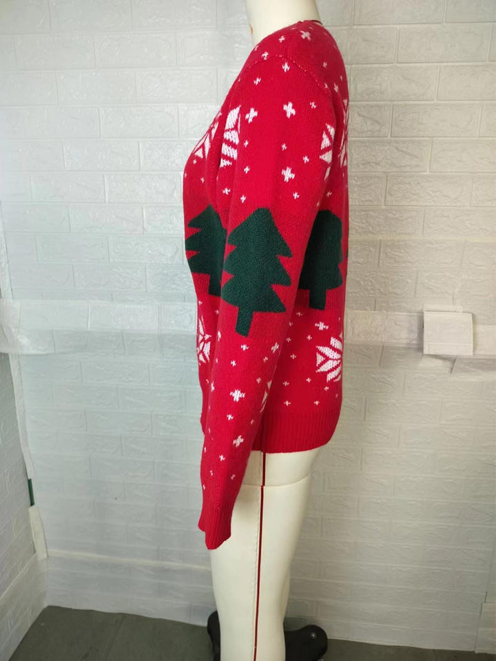 Stilla | Jacquard Pullover Rød Juletræ