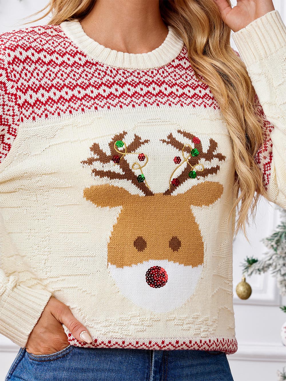 Stilla | Strikket Grim Juletrøje Med Glitterbroderi Af Et Renehart