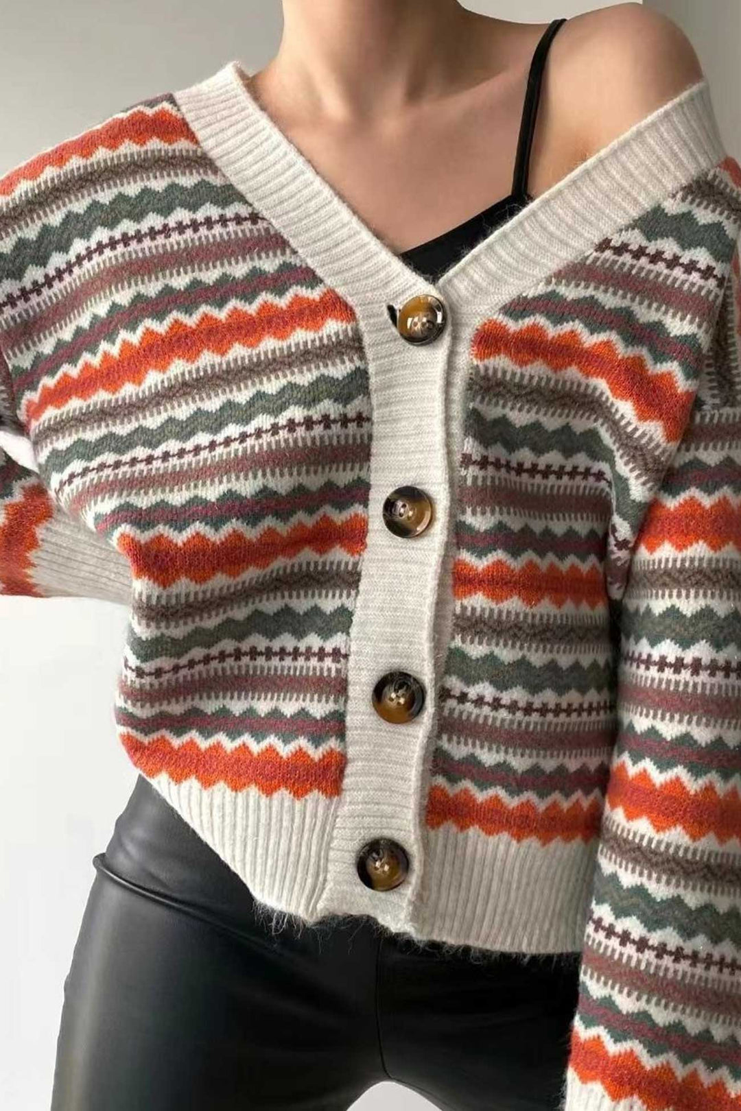 Stilla | Retro Strikjakke Med Kontrast