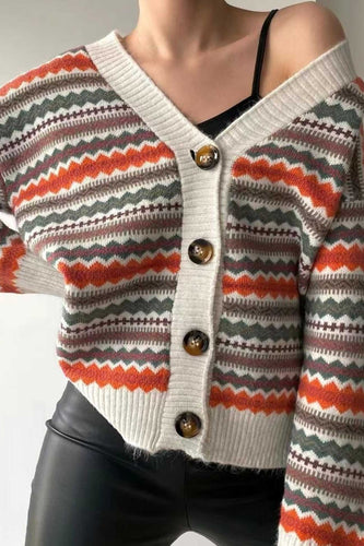 Stilla | Retro Strikjakke Med Kontrast