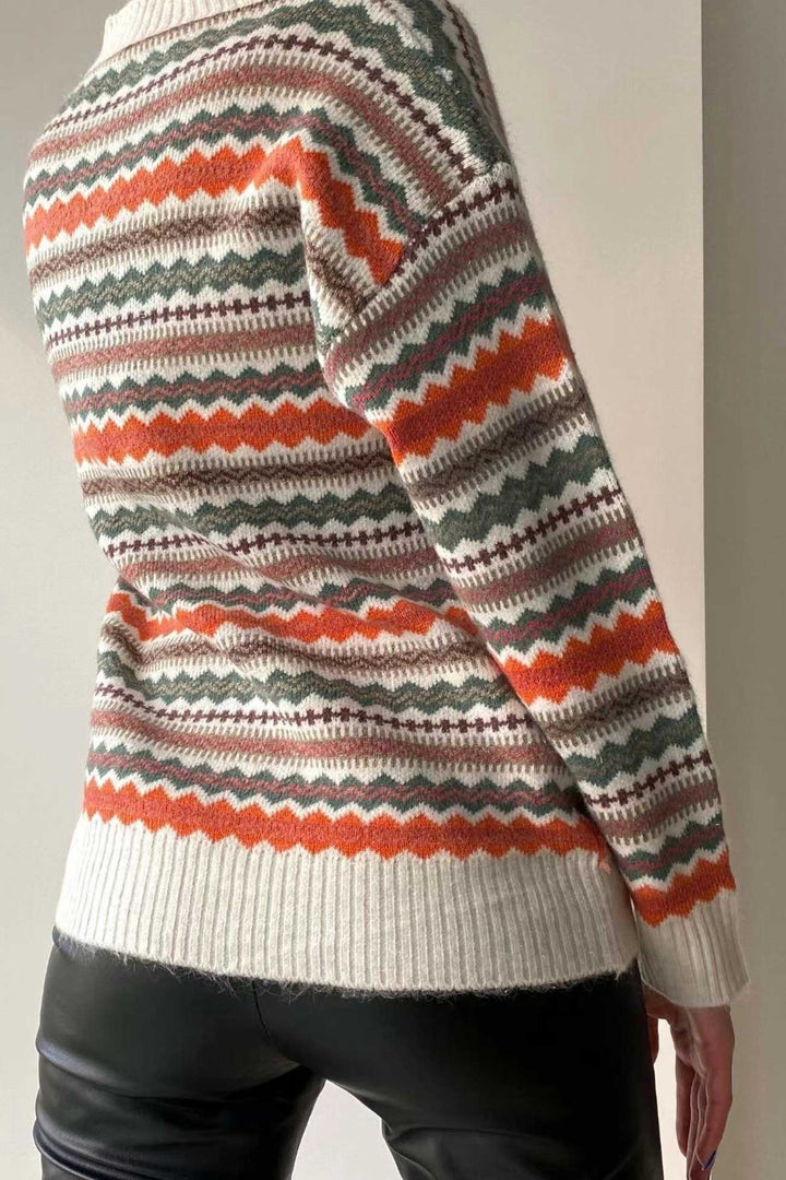 Stilla | Retro Strikjakke Med Kontrast
