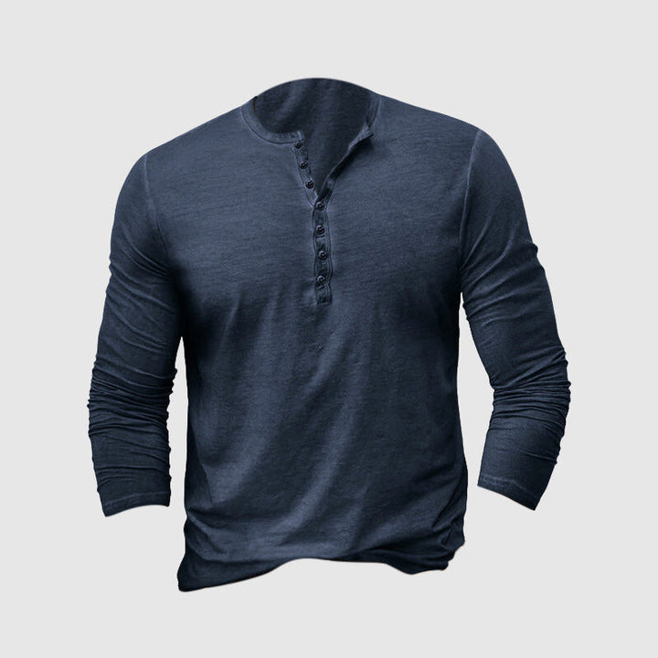 Stilla | Henley Slim Fit Blød Strik Lange Ærmer Casual Hverdagsbrug