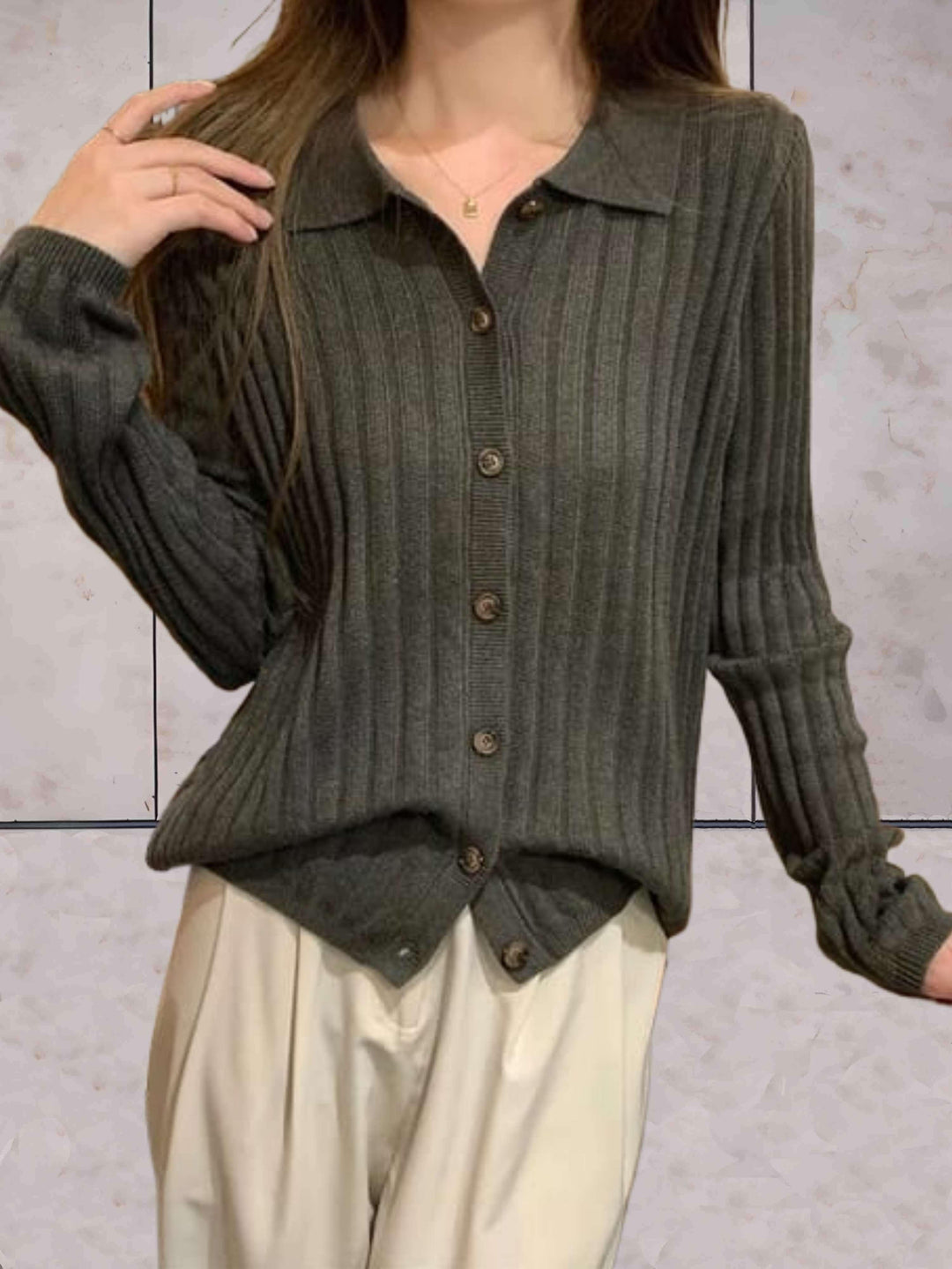 Stilla | Eng Strikket Polo Sweater