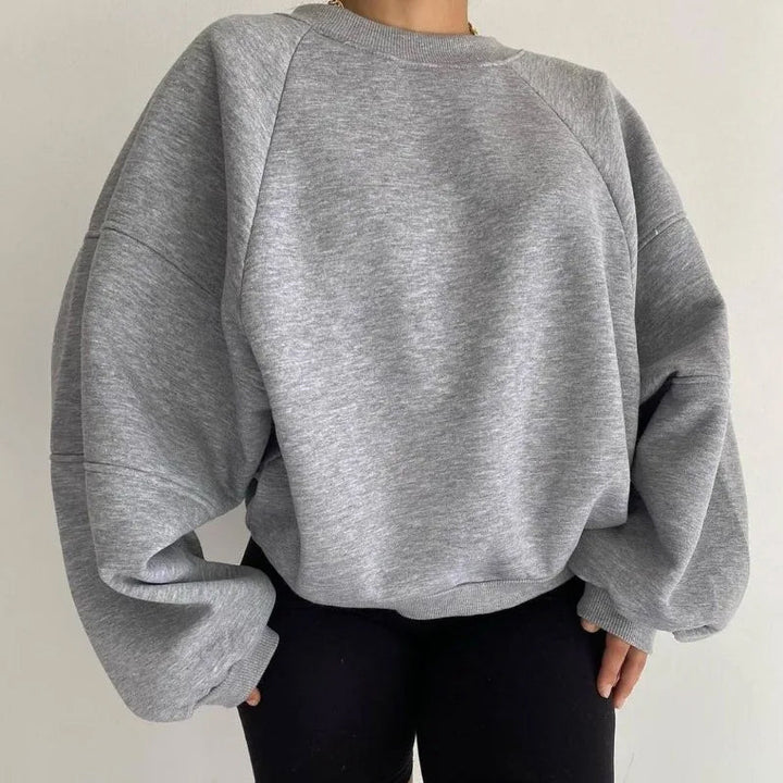 Stilla | Størrelse Sweatshirt Blødt bomuldsblandings Rund hals Lange ærmer Fritidstøj
