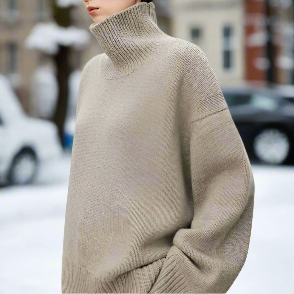 Stilla | Rullekravepullover Strikket Uldblanding Oversized Fit Blød og Varm