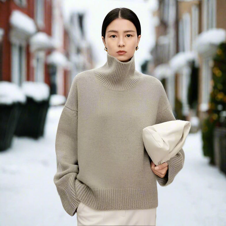 Stilla | Rullekravepullover Strikket Uldblanding Oversized Fit Blød og Varm