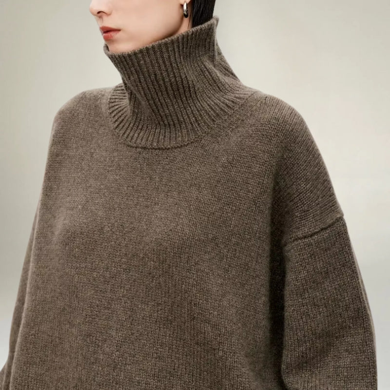 Stilla | Rullekravepullover Strikket Uldblanding Oversized Fit Blød og Varm