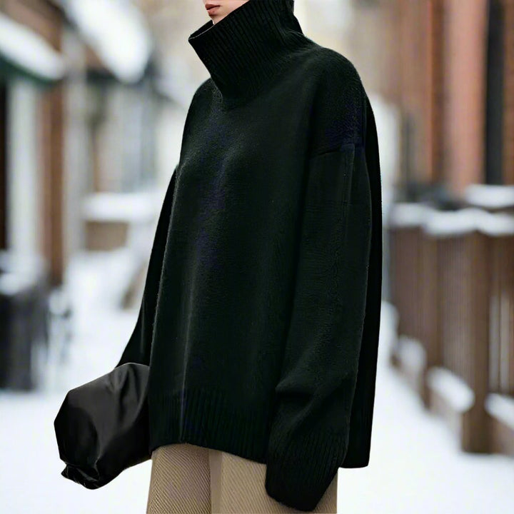Stilla | Rullekravepullover Strikket Uldblanding Oversized Fit Blød og Varm