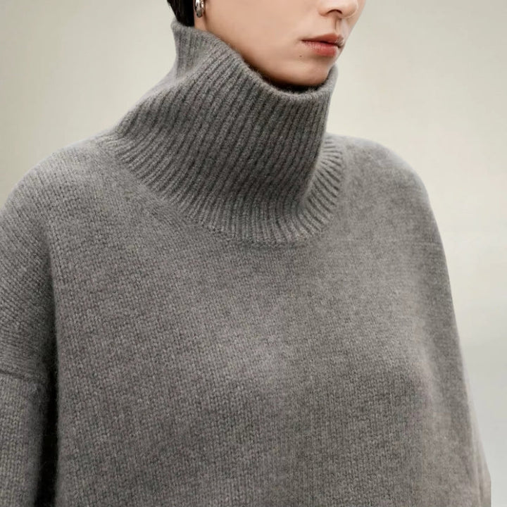Stilla | Rullekravepullover Strikket Uldblanding Oversized Fit Blød og Varm