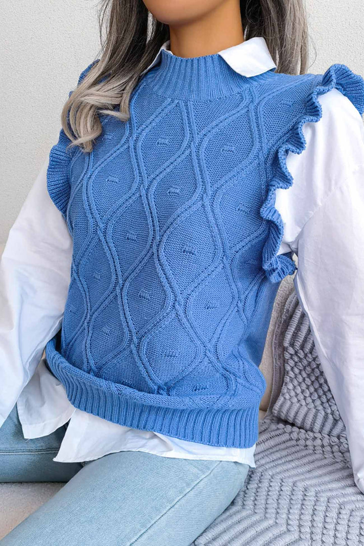 Stilla | Strikvest med flæser og rhombusser