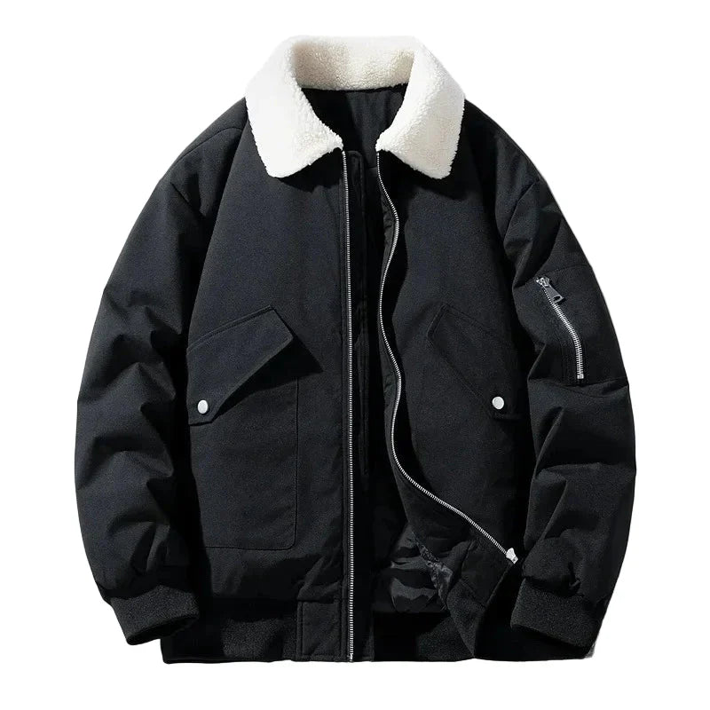 Stilla | Vinter Bomberjakke med Modest Lamb Pels Krave - Casual Stil til Kolde Dage