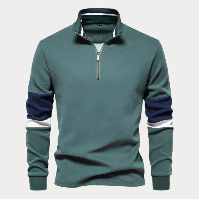 Stilla | Stilig Sweater til Herrer med Ståkrave Og Striber