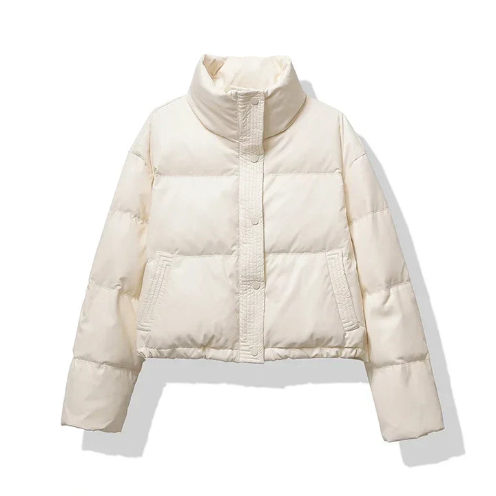 Stilla | Dame Cropped Skinnende Pufferjakke