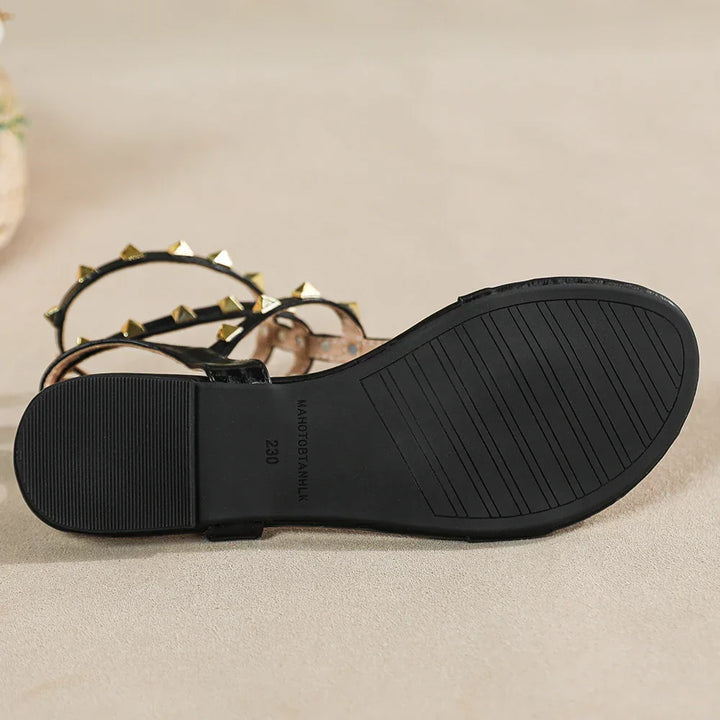 Skovae | Nye Sommer Udendørs Dame Flade Sandaler Britisk Stil Dame Casual Romersk Flad Stilfuld Nitte Design Arbejde og Fest
