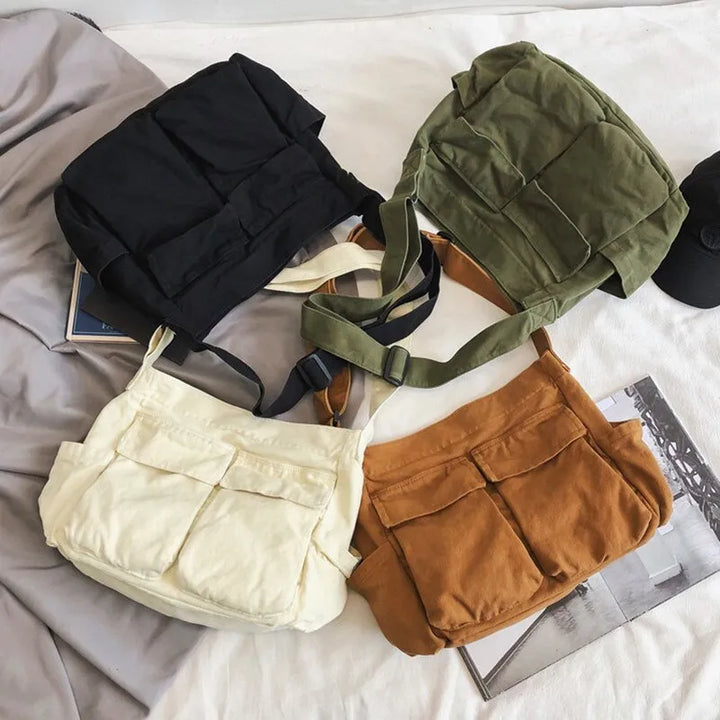 Skovae | Kvinder Vintage Håndtaske Canvas Teenager Skulder Tote Tasker Leveringstaske Damer Løs Håndtaske Crossbody Pung