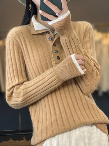 Stilla | Ribbstrik Polo med Kontrastfarvet Krave