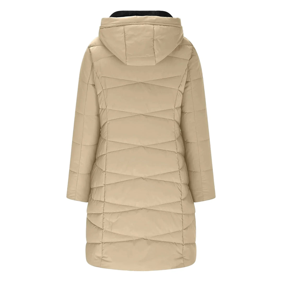 Stilla | Vinter Steppjakke Lang - Vindafvisende Hættetrøje med Lynlås, Mode & Elegant