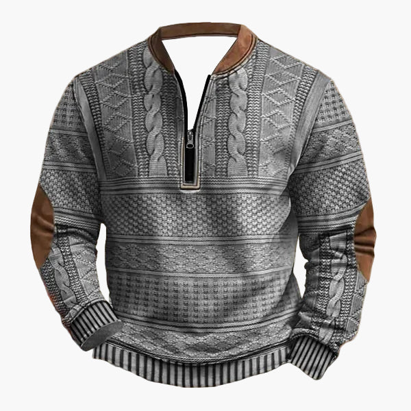 Stilla | Strikpullover med Fletter og Kvart Lynlås - Mode Fritidspullover til Efterår og Vinter