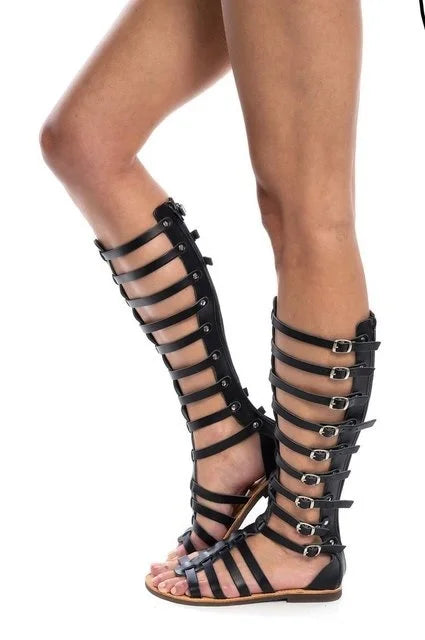 Skovae | Gladiator Sandal Damer Sommer Romerske Bandage Sandaler Kvinder Casual Zip Flade Sandaler Piger Sommer Hul Strand Sko